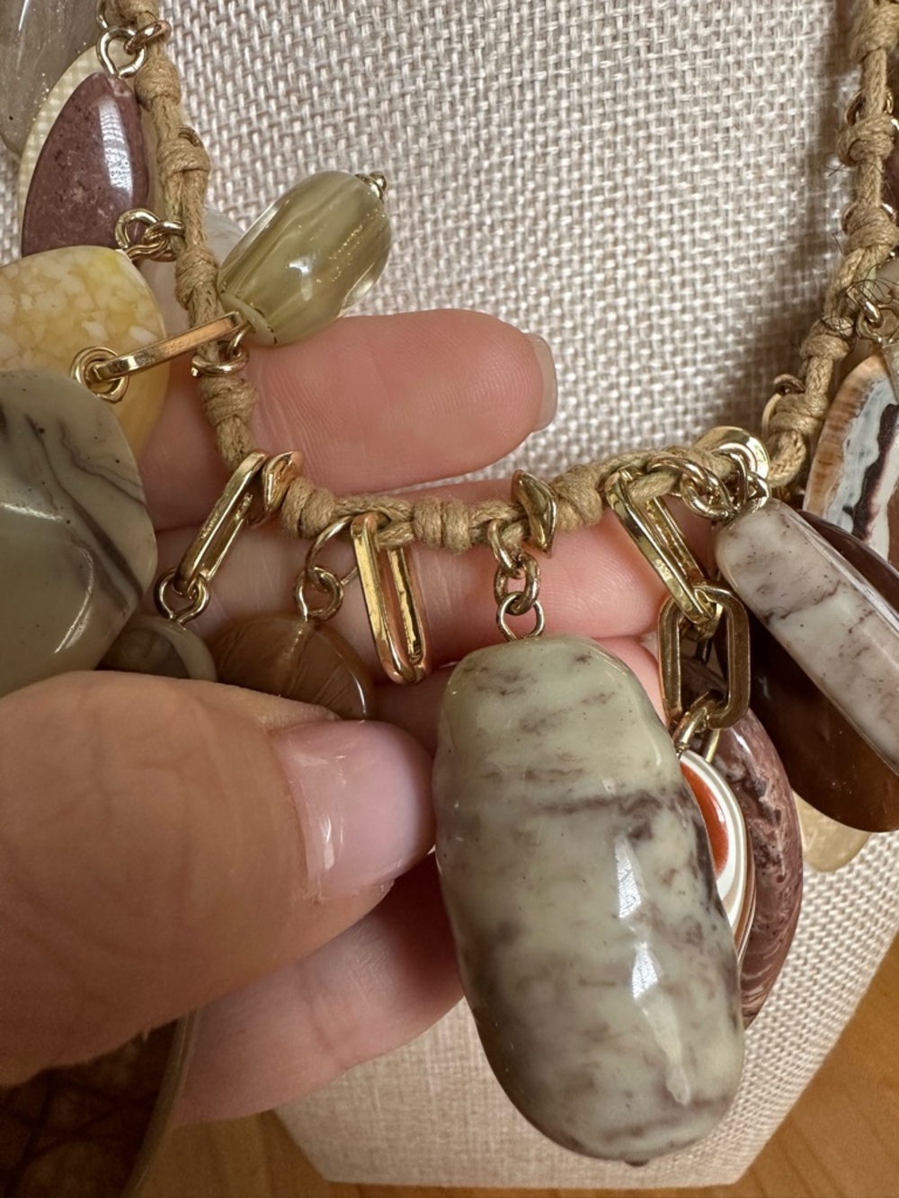 Chico's Multi-Stone Pendant Necklace in Beige, Cream and Brown - Picture 8 of 10
